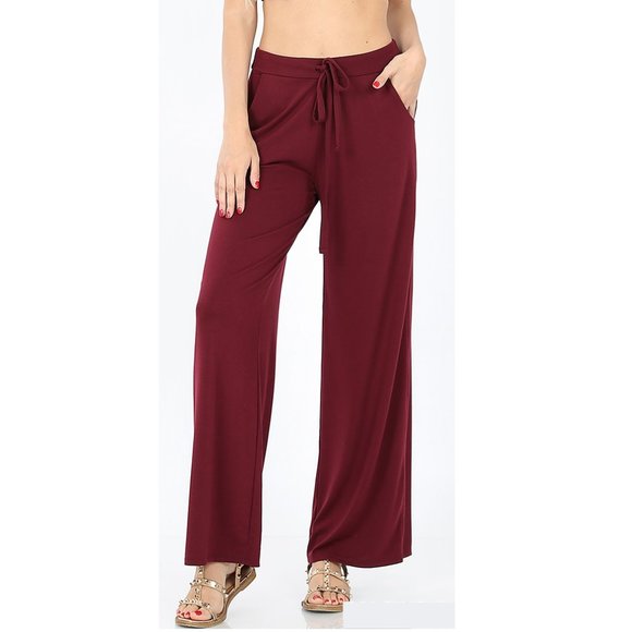 Wide Leg Lounge Pants - Burgundy - Very elegant lounge pants - Picture 1 of 4